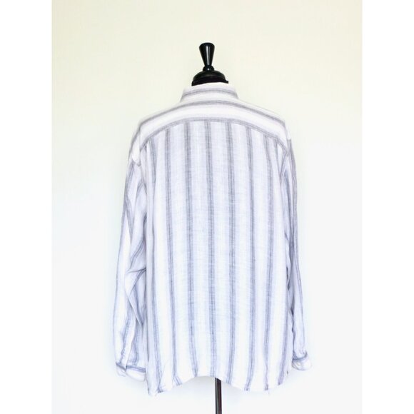 NEW! Tommy Bahama Relax 100% Linen Button Front Shirt Striped Gray White XXL - Picture 3 of 6